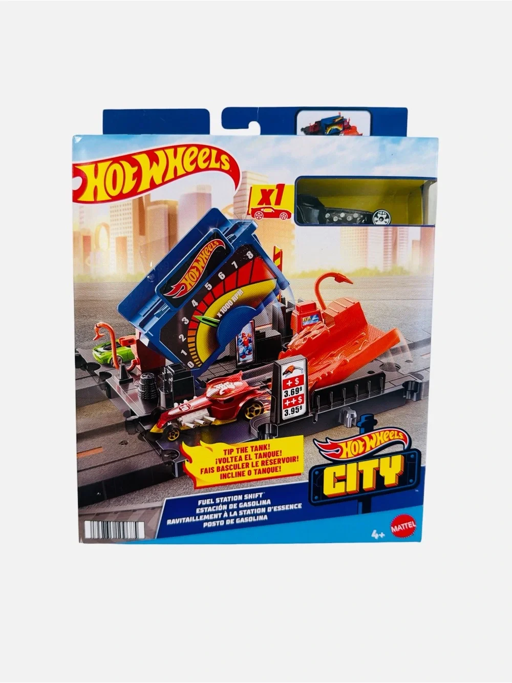 Hot Wheels City Fuel Station Shift Playset Gas Station Track Set (Car Included)